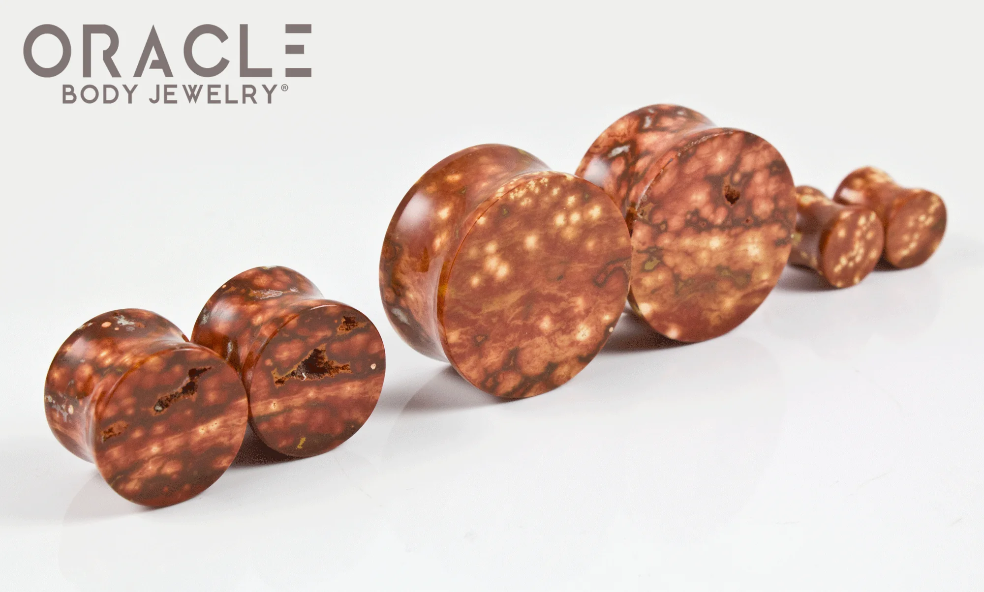 Red Ocean Jasper Double Flare Plugs - Image 2