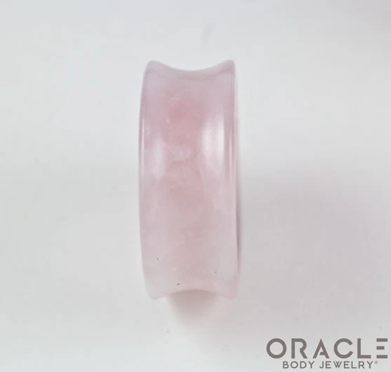 Rose Quartz Concave Solid Double Flare Plugs - Image 3