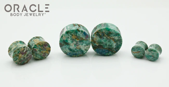 Ruby in Fuschite Double Flare Plugs