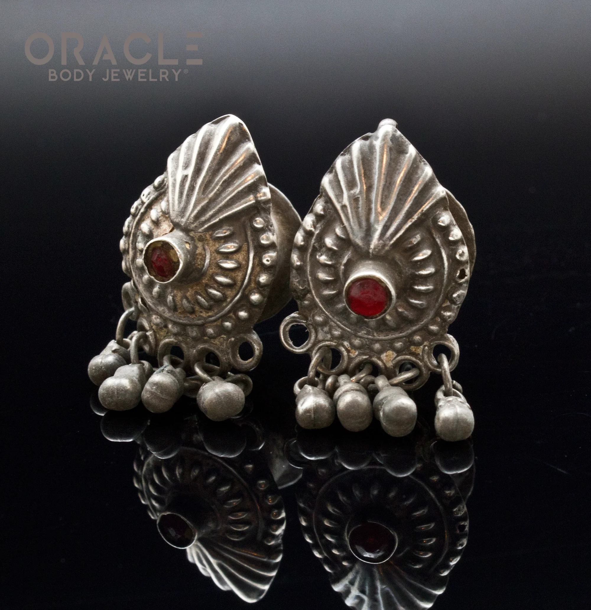 Silver Guajarat Ornate Ear Plugs