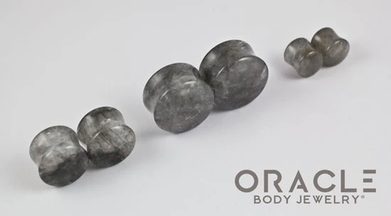 Smoky Cloudy Quartz Double Flare Plugs - Image 2