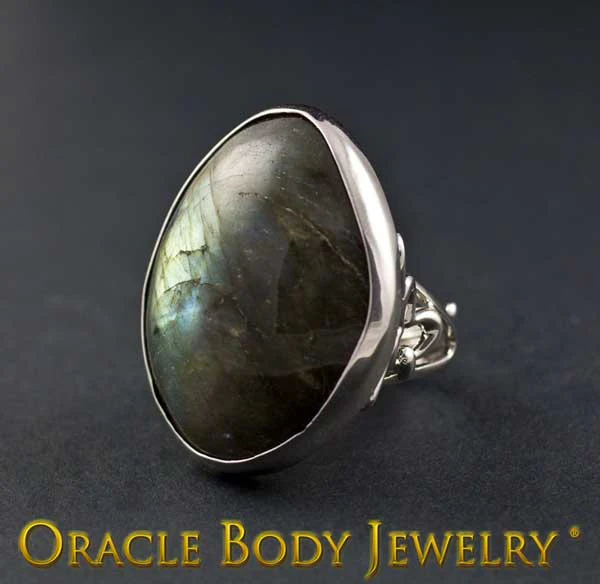 Steel Adjustable Labradorite Ring - Image 3