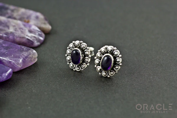 Sterling Silver Amethyst Earrings - Image 2