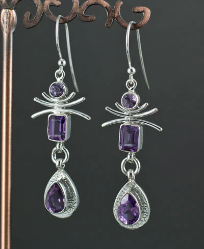 Sterling Silver Amethyst Earrings - Image 2