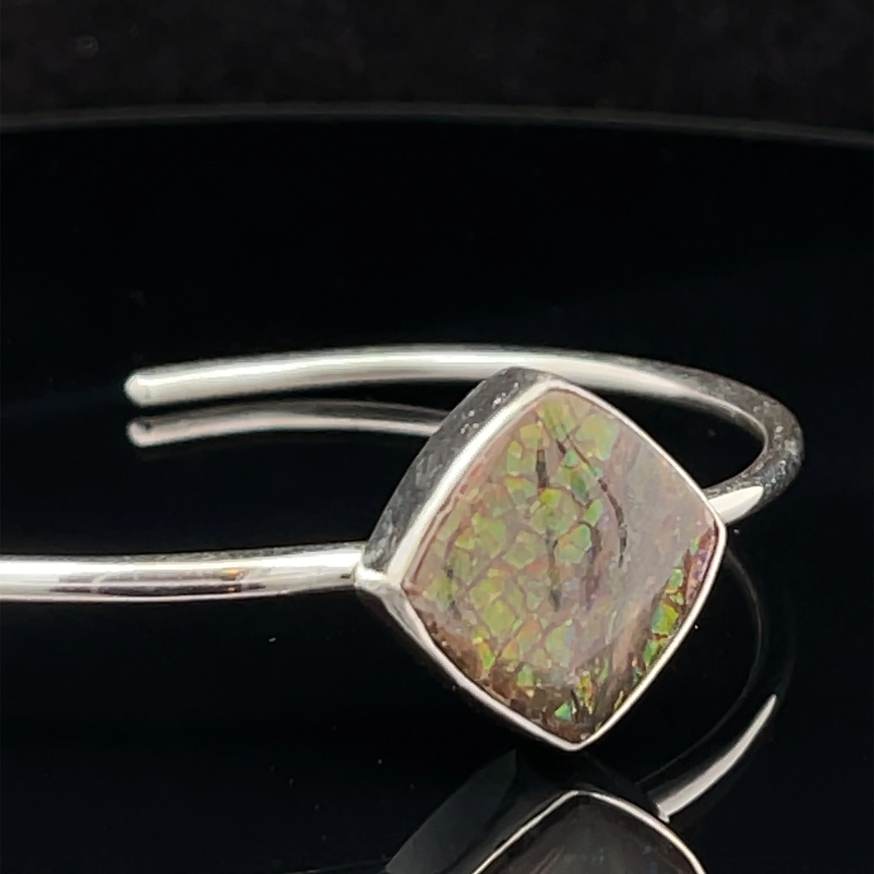 Sterling Silver Ammolite Cuff Bracelet - Image 4