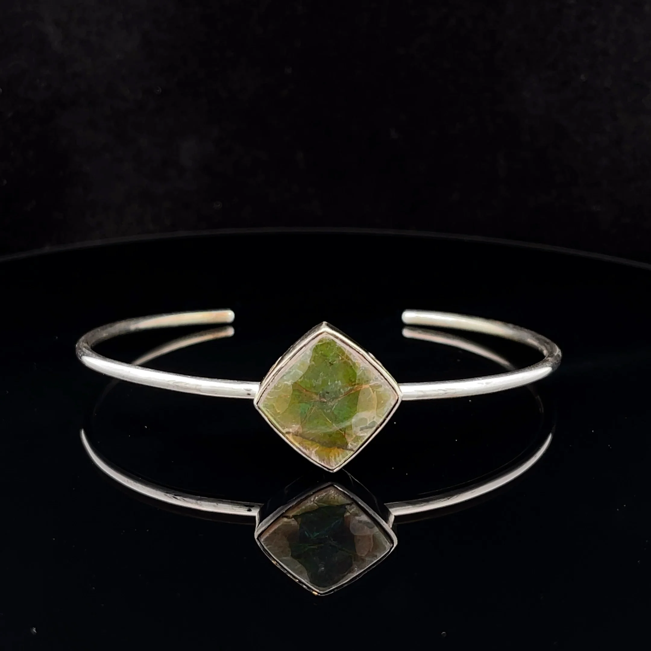 Sterling Silver Ammolite Cuff Bracelet