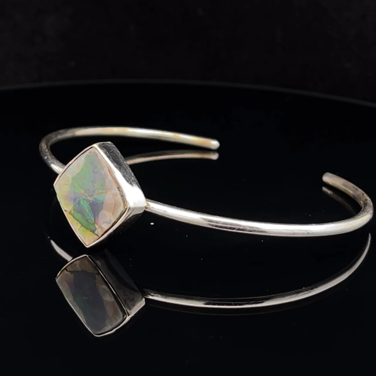 Sterling Silver Ammolite Cuff Bracelet - Image 3