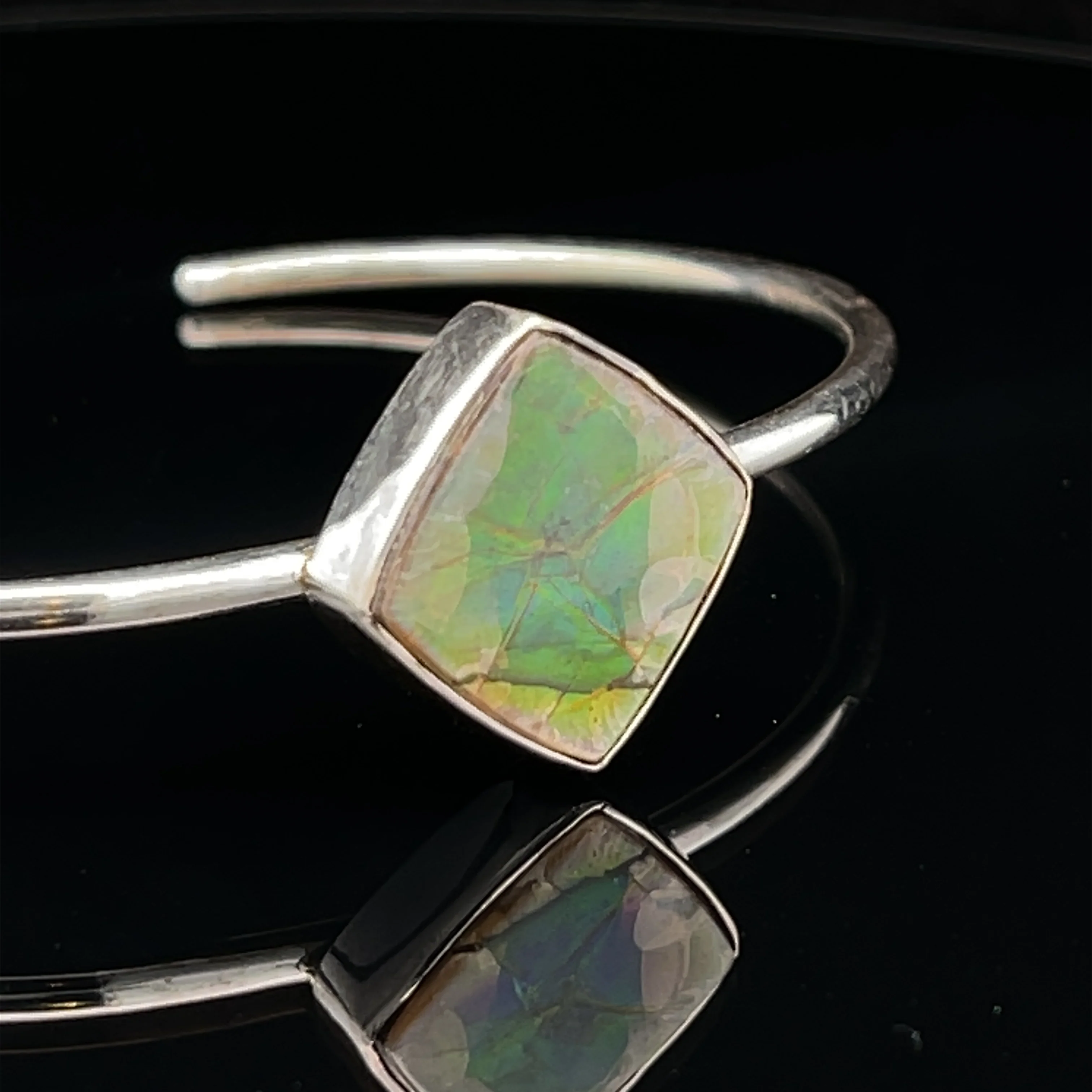 Sterling Silver Ammolite Cuff Bracelet - Image 4