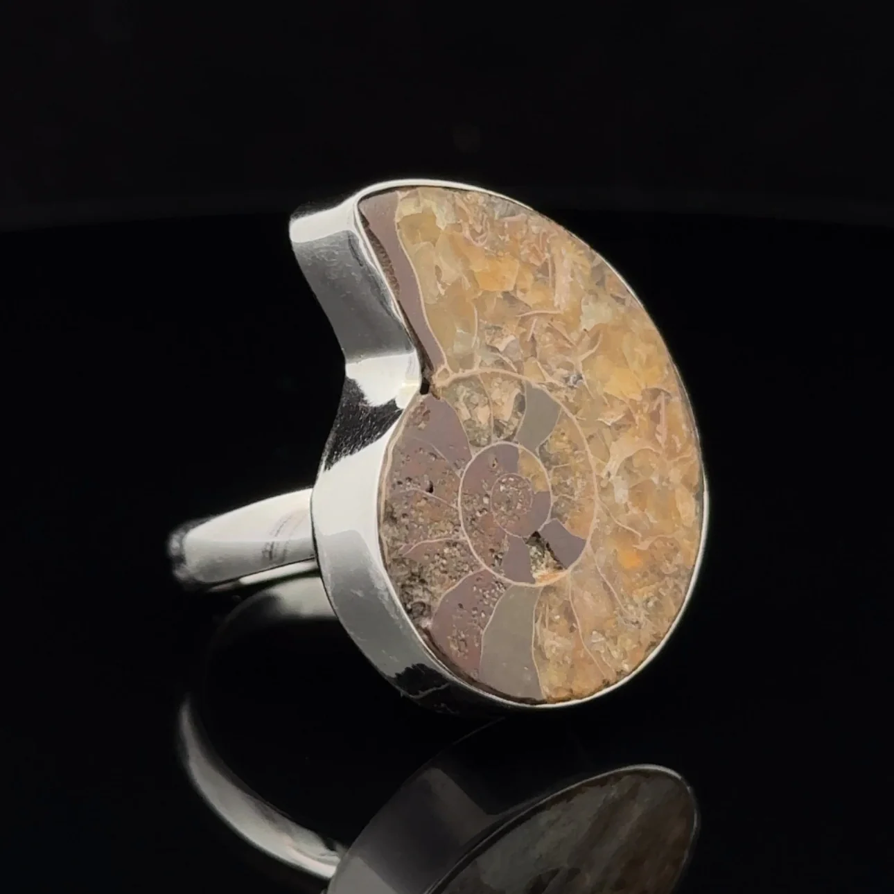 Sterling Silver Ammonite Ring Size 8 - Image 2