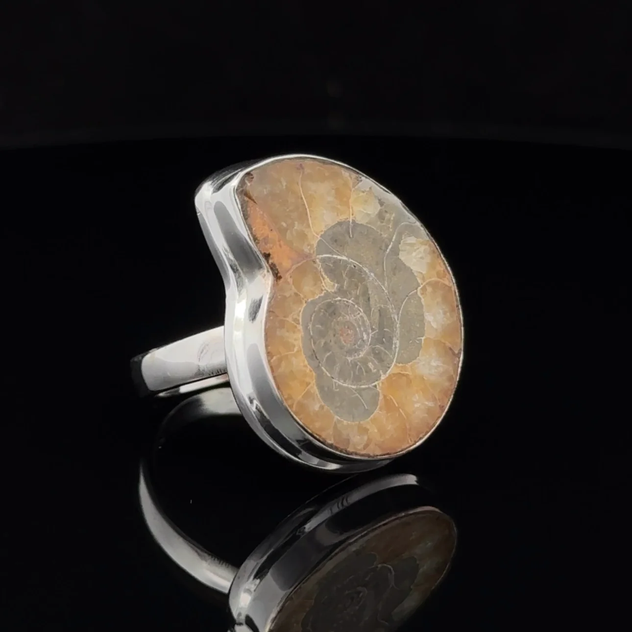 Sterling Silver Ammonite Ring Size 8 - Image 3