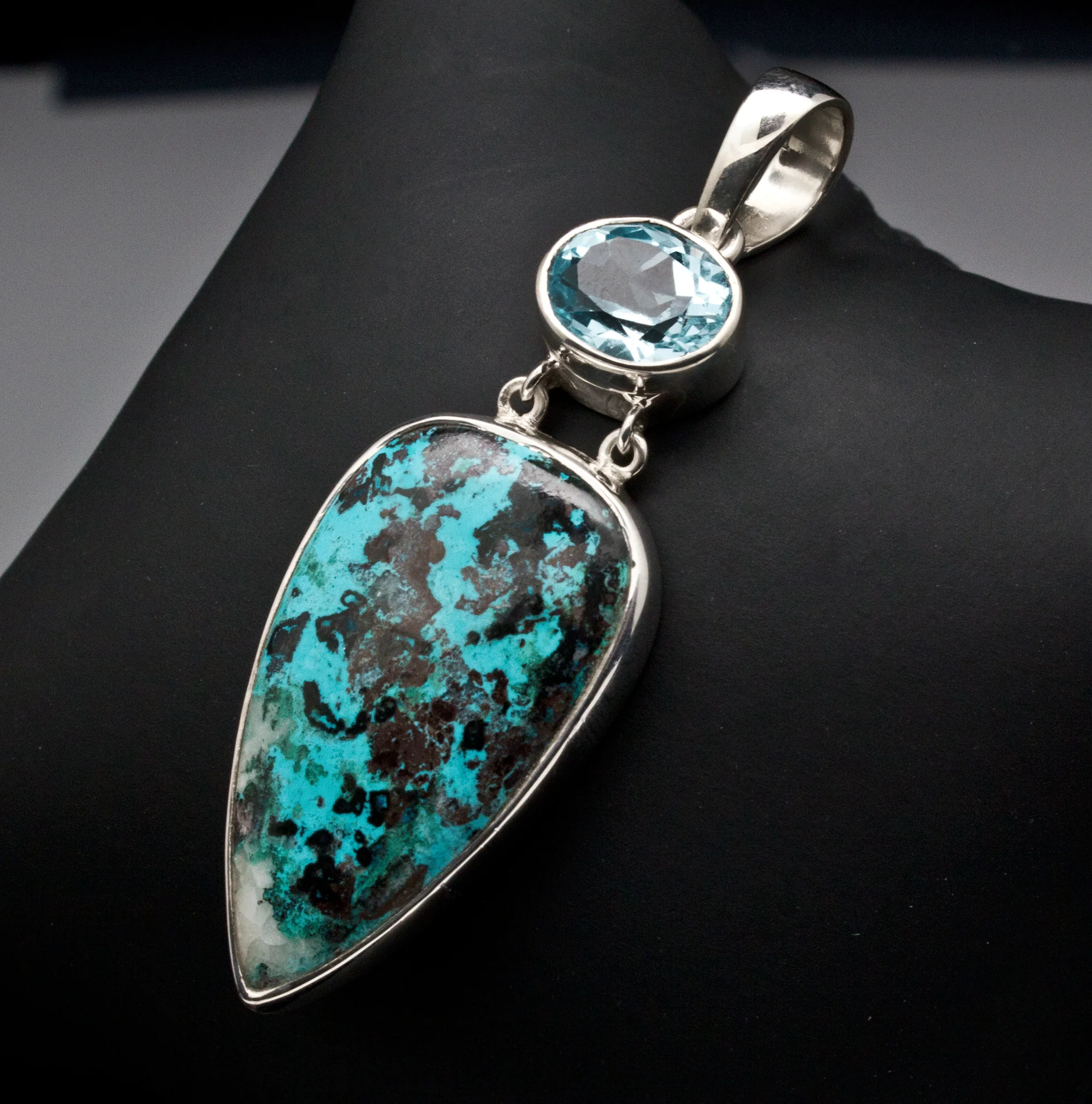 Sterling Silver Azurite and Blue Topaz Pendant - Image 2