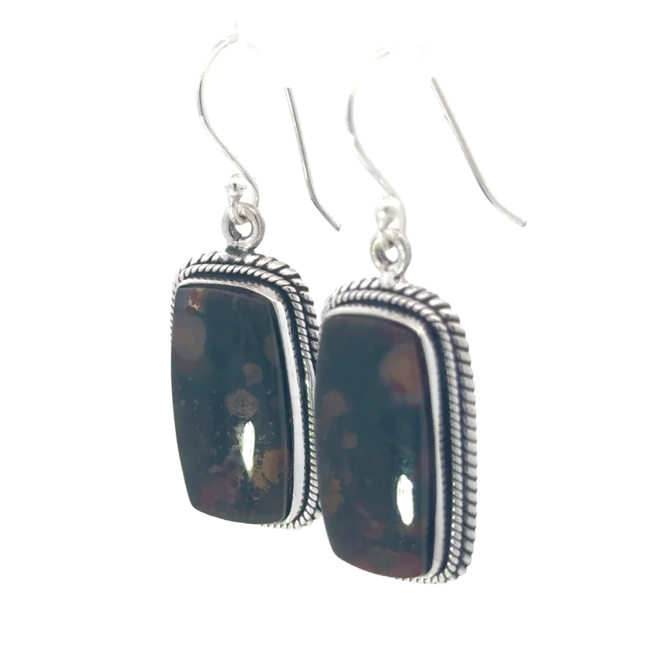 Sterling Silver Bloodstone Earrings - Image 3