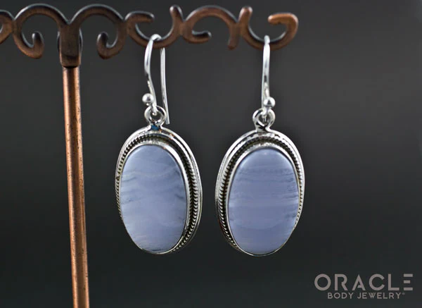 Sterling Silver Blue Lace Agate Earrings