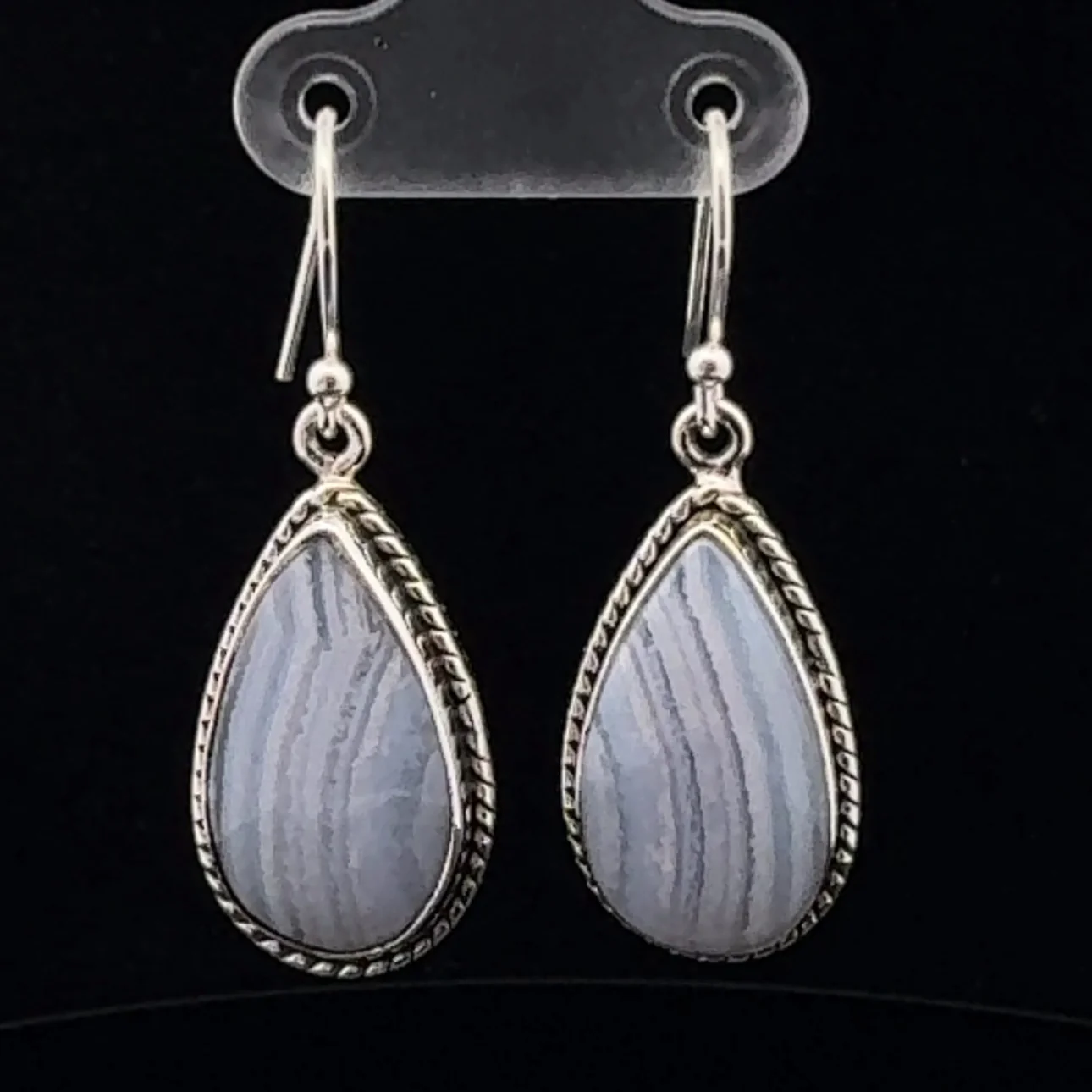 Sterling Silver Blue Lace Agate Earrings