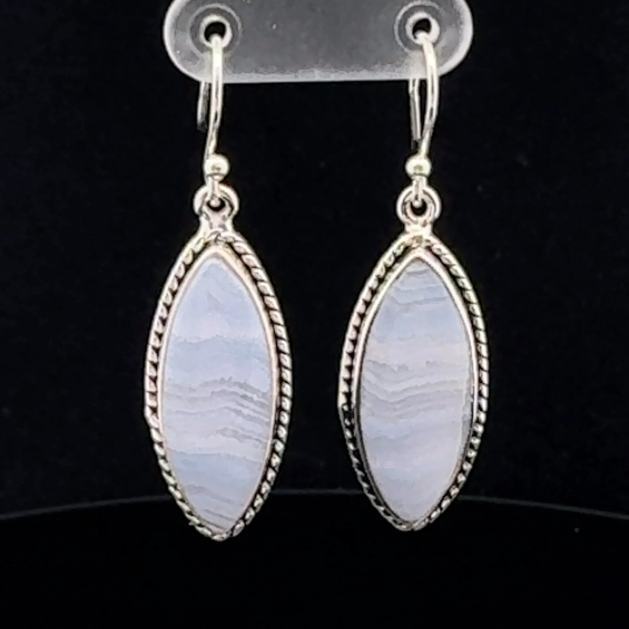 Sterling Silver Blue Lace Agate Earrings