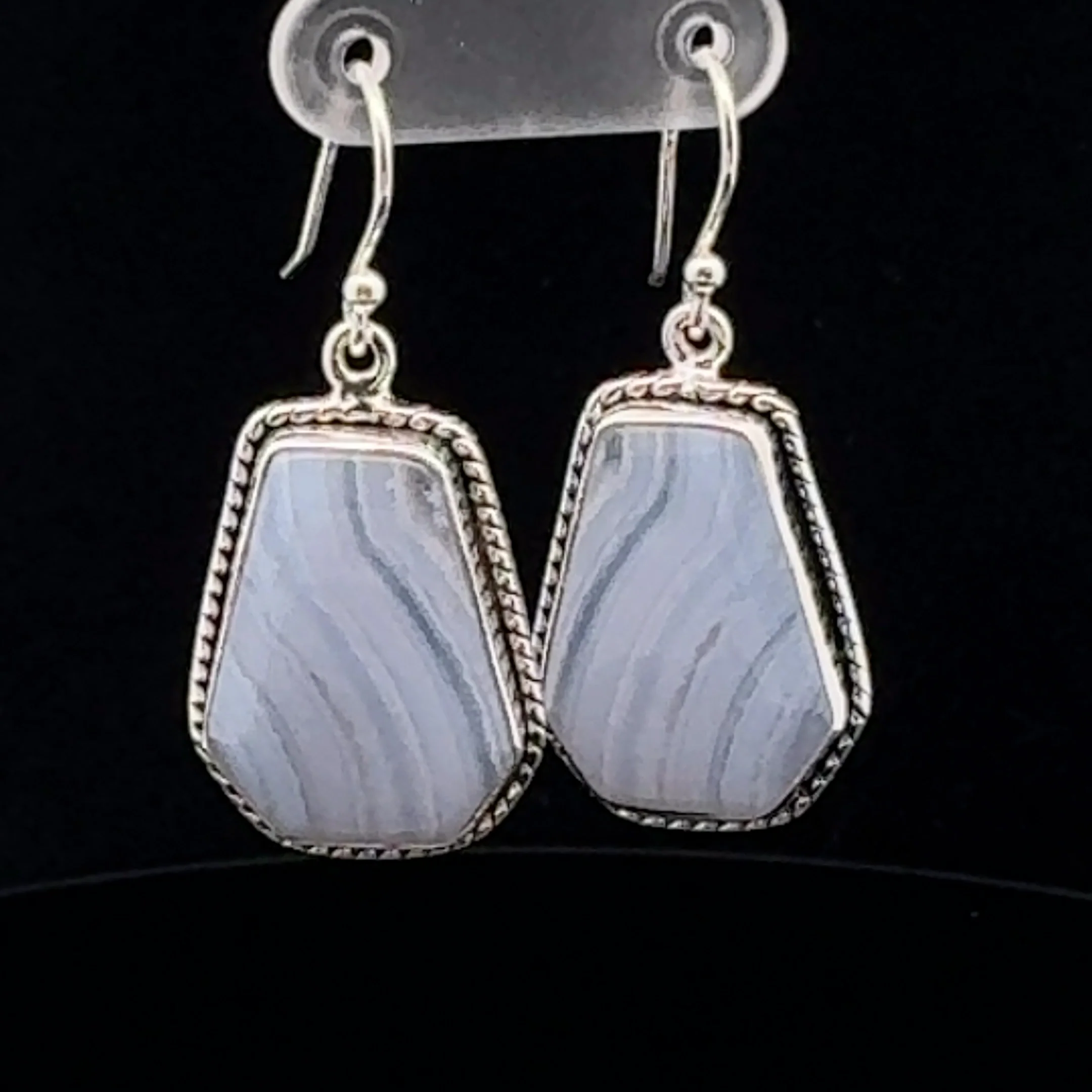 Sterling Silver Blue Lace Agate Earrings