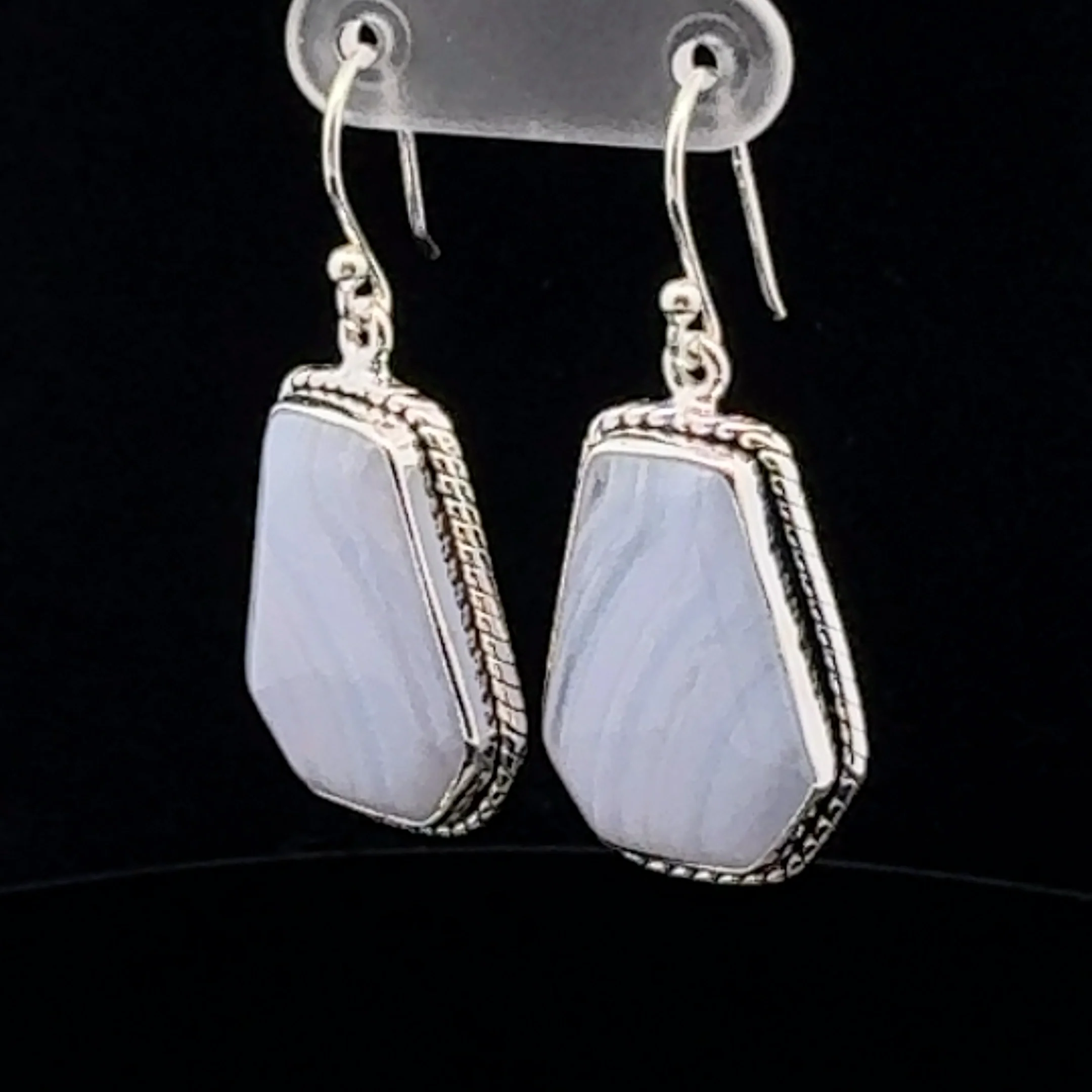 Sterling Silver Blue Lace Agate Earrings - Image 3