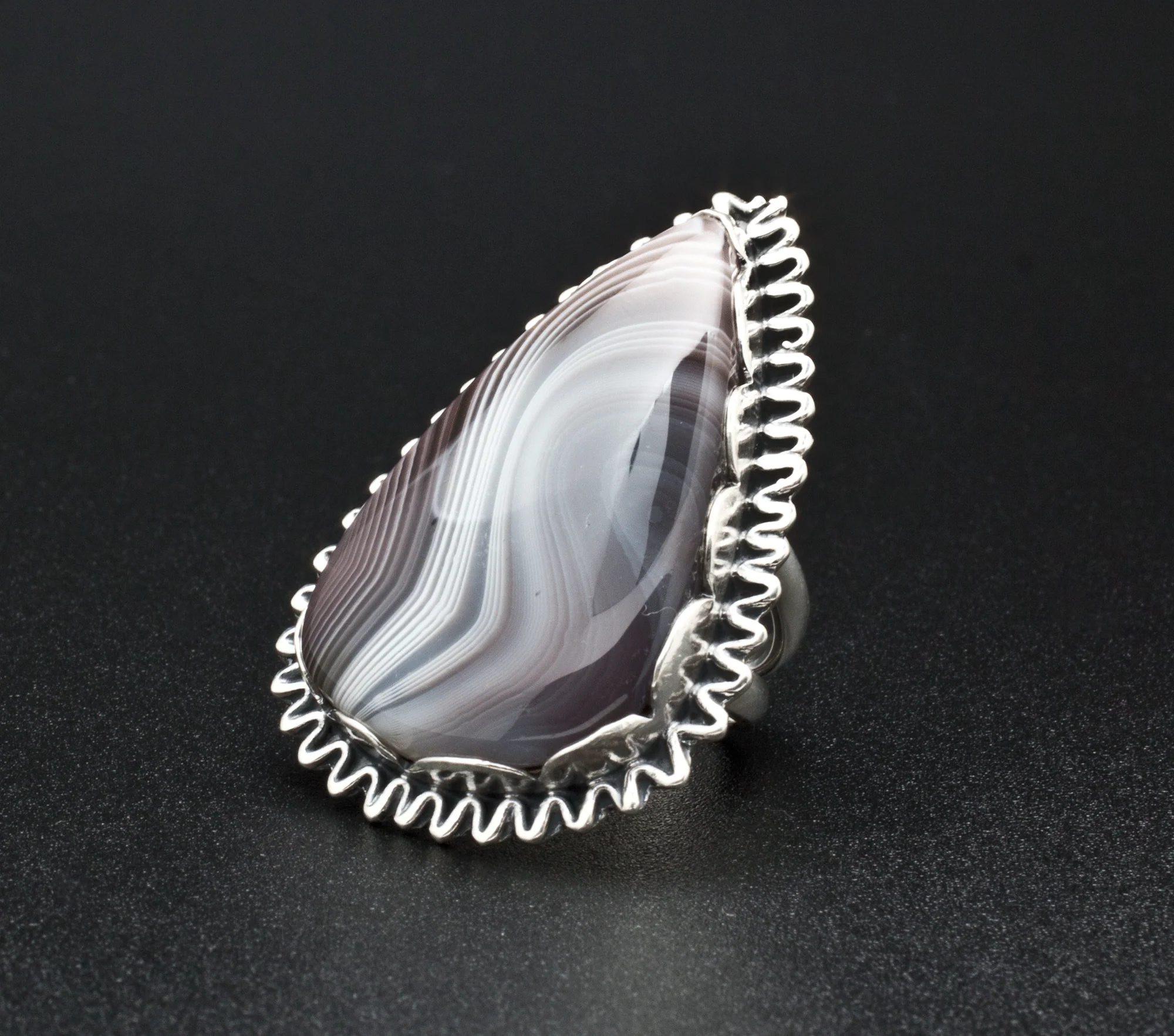Sterling Silver Botswana Agate Ring Size 6 - Image 2