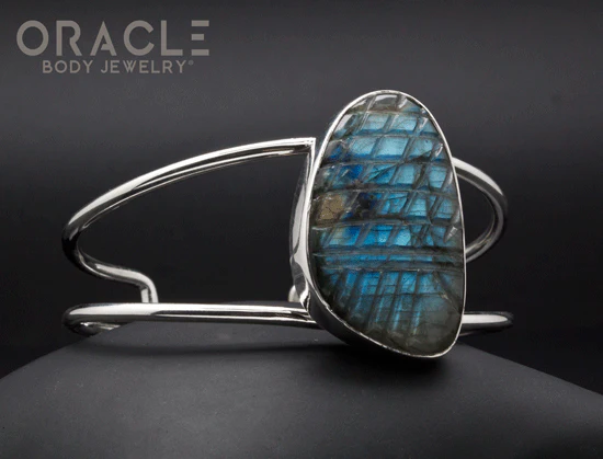 Sterling Silver Carved Labradorite Bracelet - Image 2