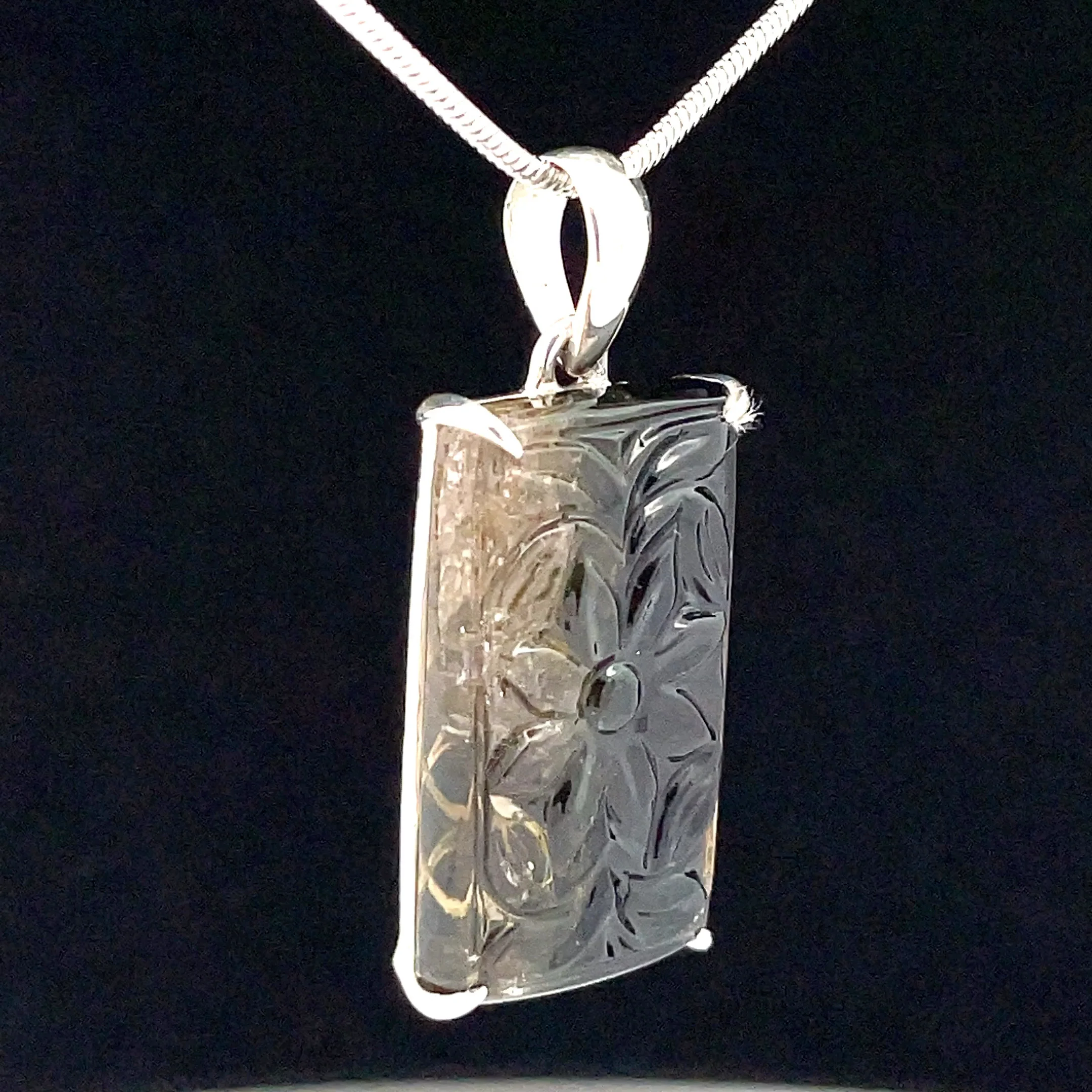 Sterling Silver Carved Watermelon Tourmaline Pendant - Image 2