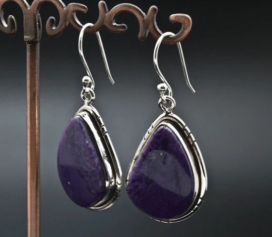 Sterling Silver Charoite Earrings - Image 2