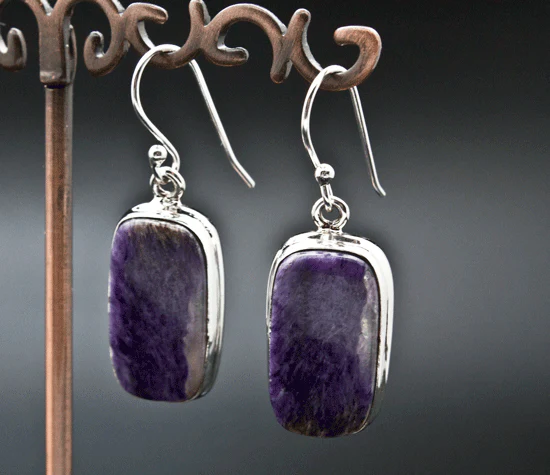 Sterling Silver Charoite Earrings - Image 2