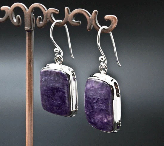 Sterling Silver Charoite Earrings - Image 2