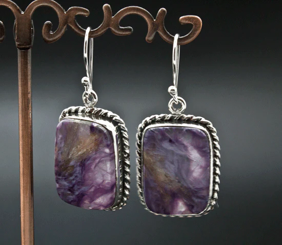 Sterling Silver Charoite Earrings