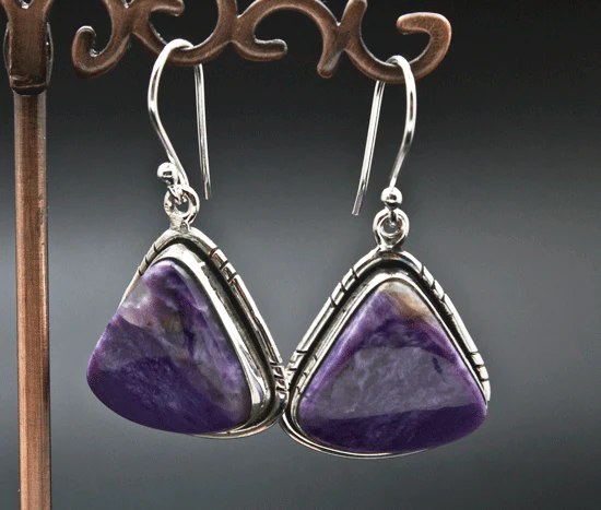 Sterling Silver Charoite Earrings