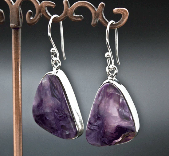 Sterling Silver Charoite Earrings - Image 2