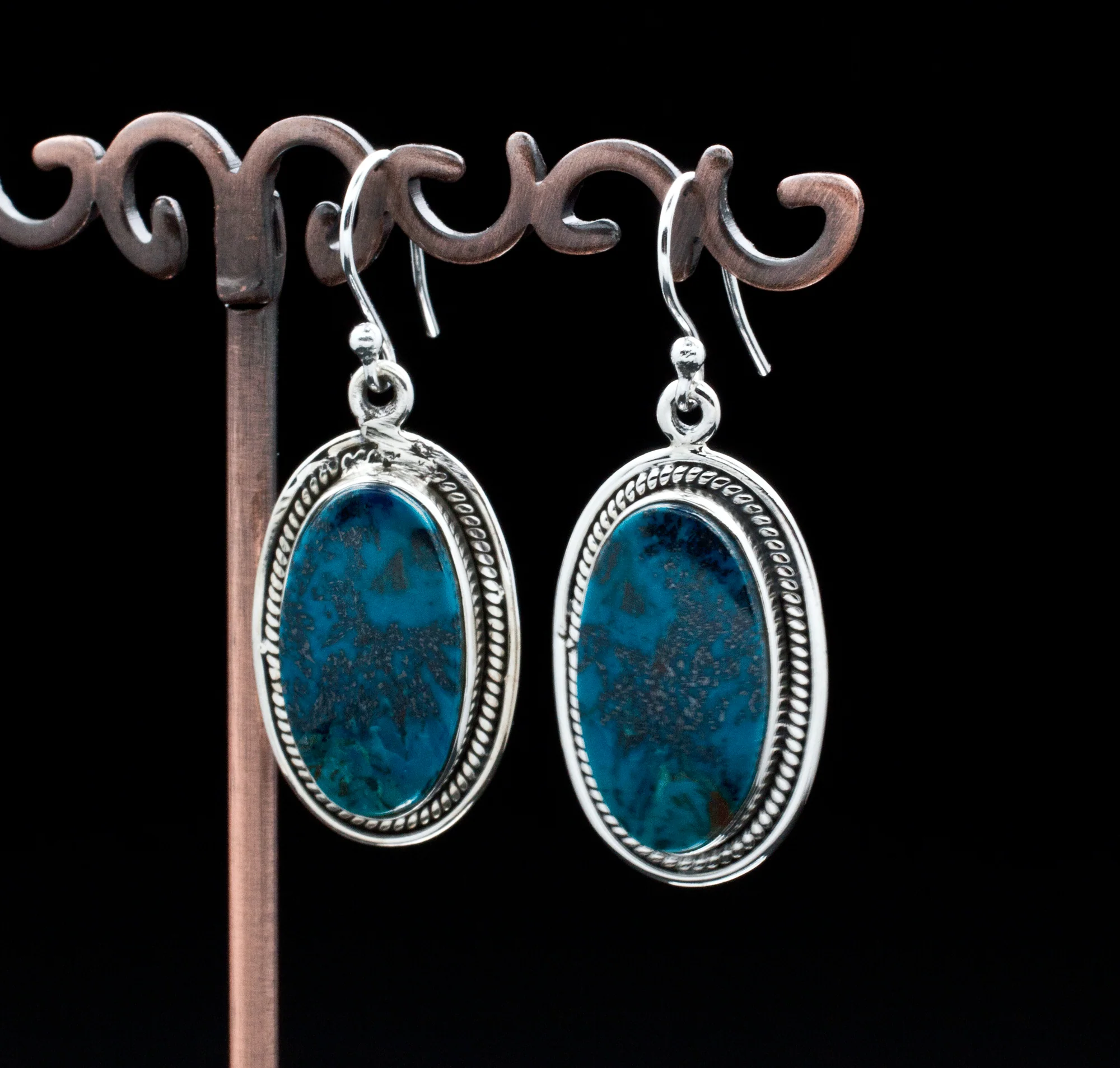 Sterling Silver Chrysocolla Earrings - Image 2