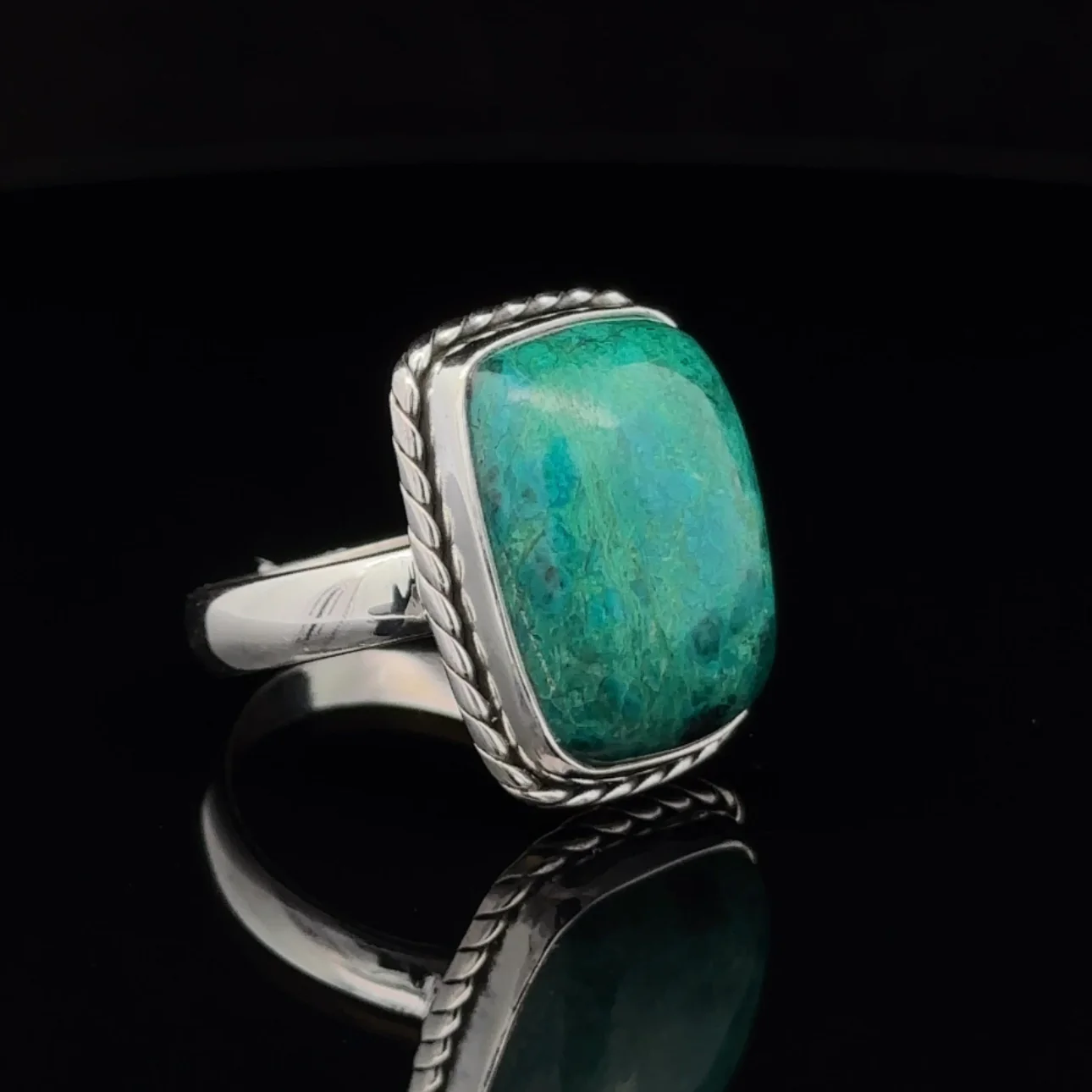 Sterling Silver Chrysocolla Ring Size 7 - Image 2