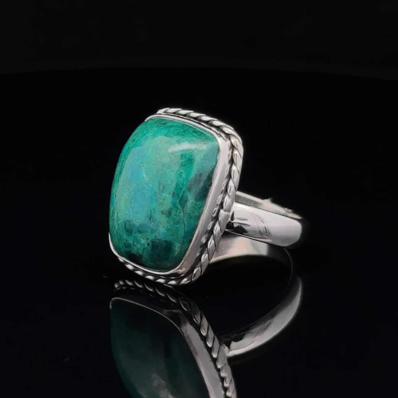 Sterling Silver Chrysocolla Ring Size 7 - Image 3