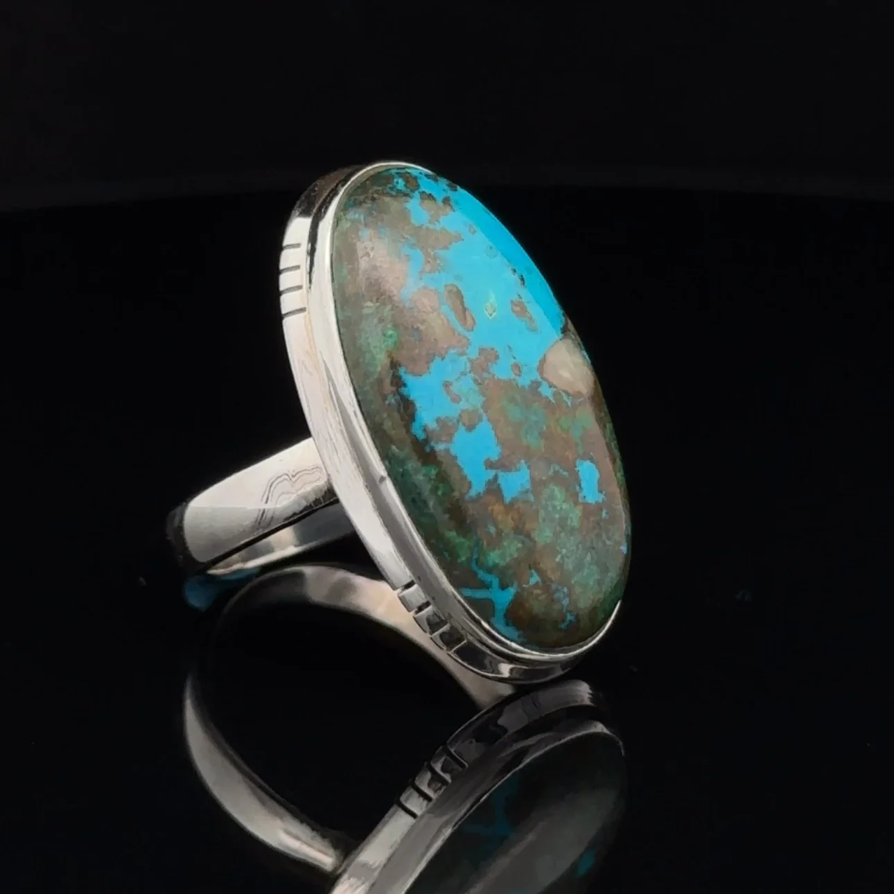 Sterling Silver Chrysocolla Ring Size 7 - Image 2