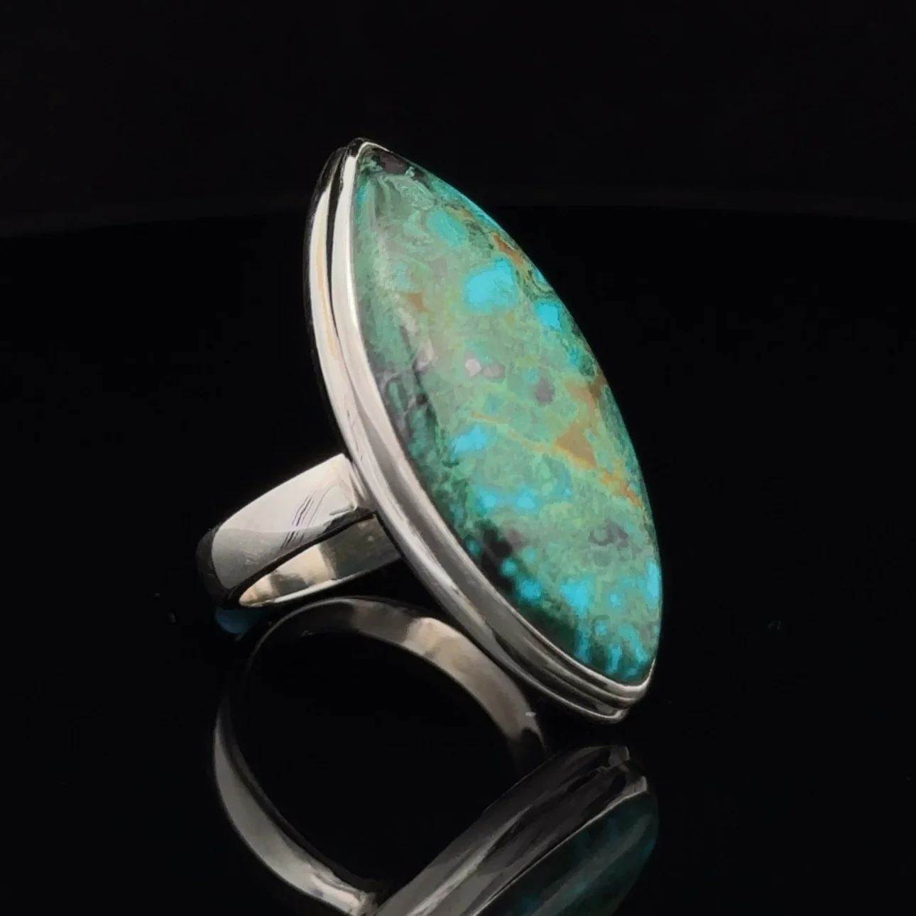 Sterling Silver Chrysocolla Ring Size 7 - Image 2