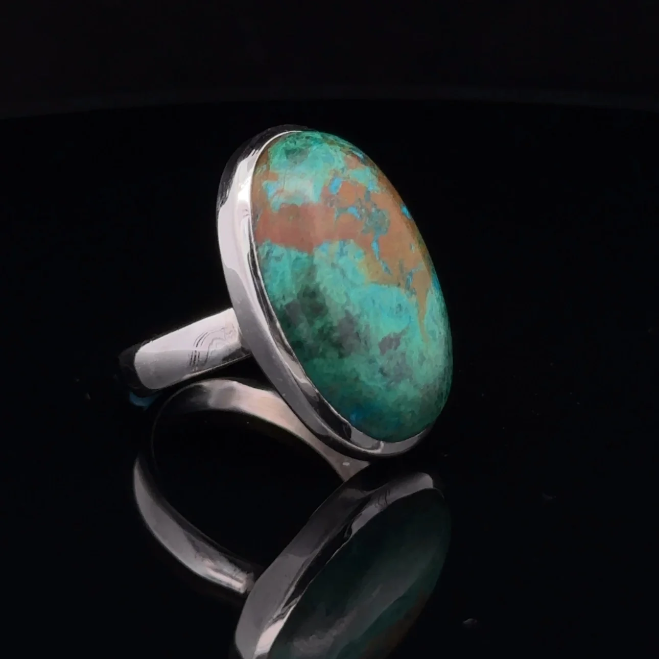 Sterling Silver Chrysocolla Ring Size 7 - Image 2