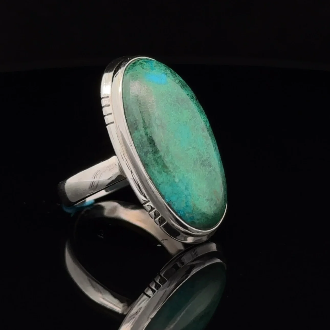 Sterling Silver Chrysocolla Ring Size 7 - Image 2