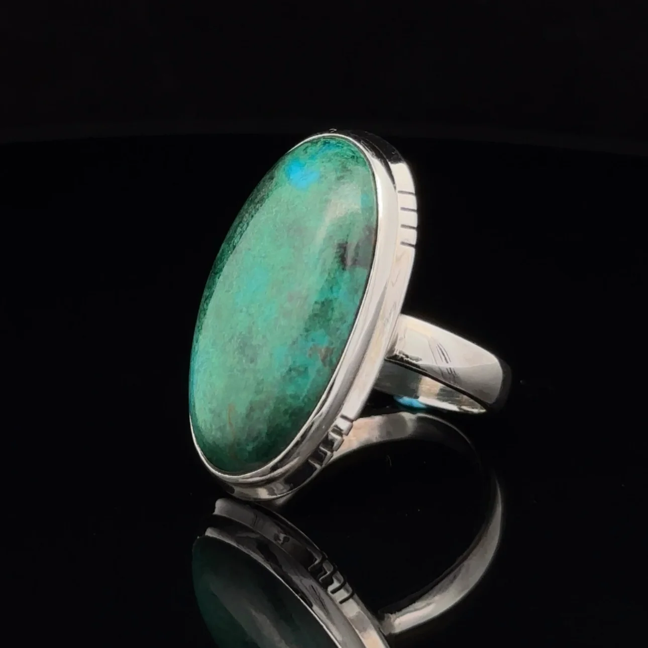 Sterling Silver Chrysocolla Ring Size 7 - Image 3