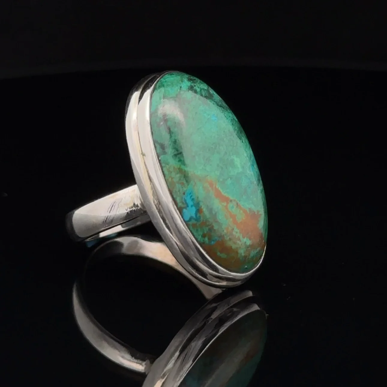 Sterling Silver Chrysocolla Ring Size 7 - Image 2