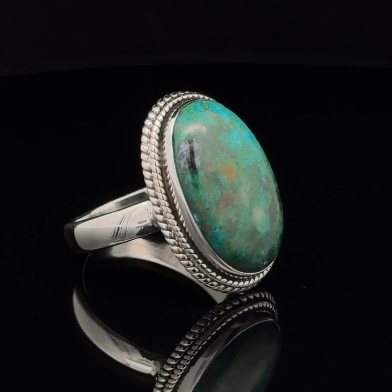 Sterling Silver Chrysocolla Ring Size 9 - Image 2