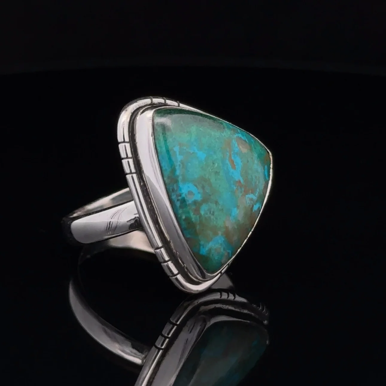 Sterling Silver Chrysocolla Ring Size 10 - Image 3