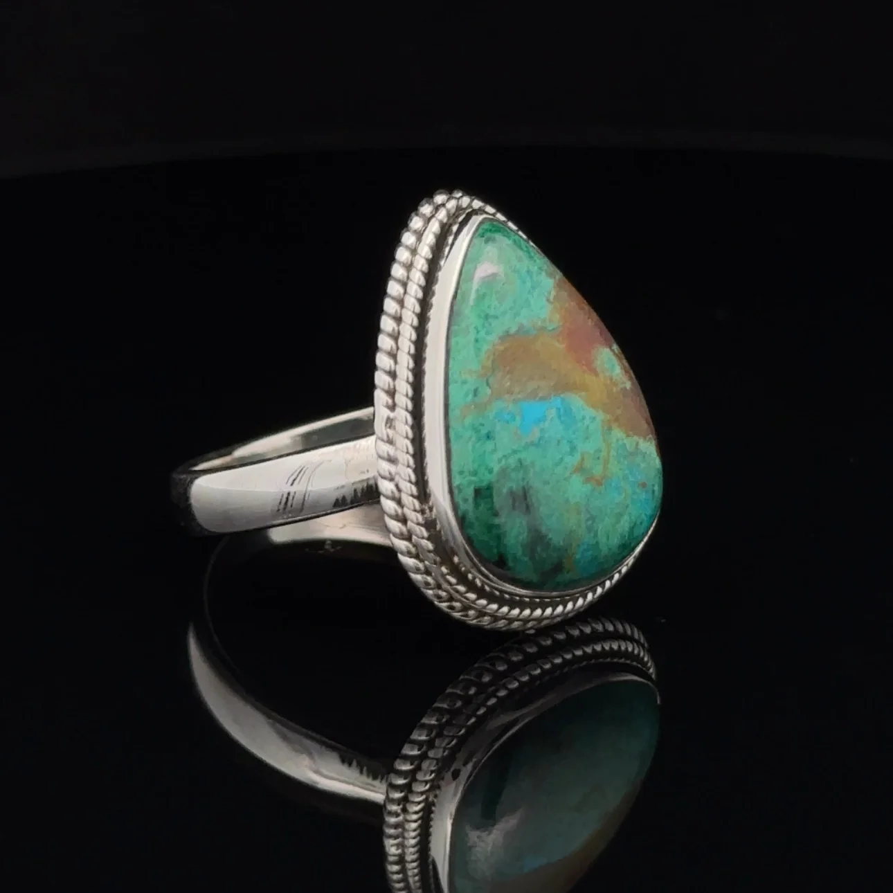 Sterling Silver Chrysocolla Ring Size 11 - Image 2