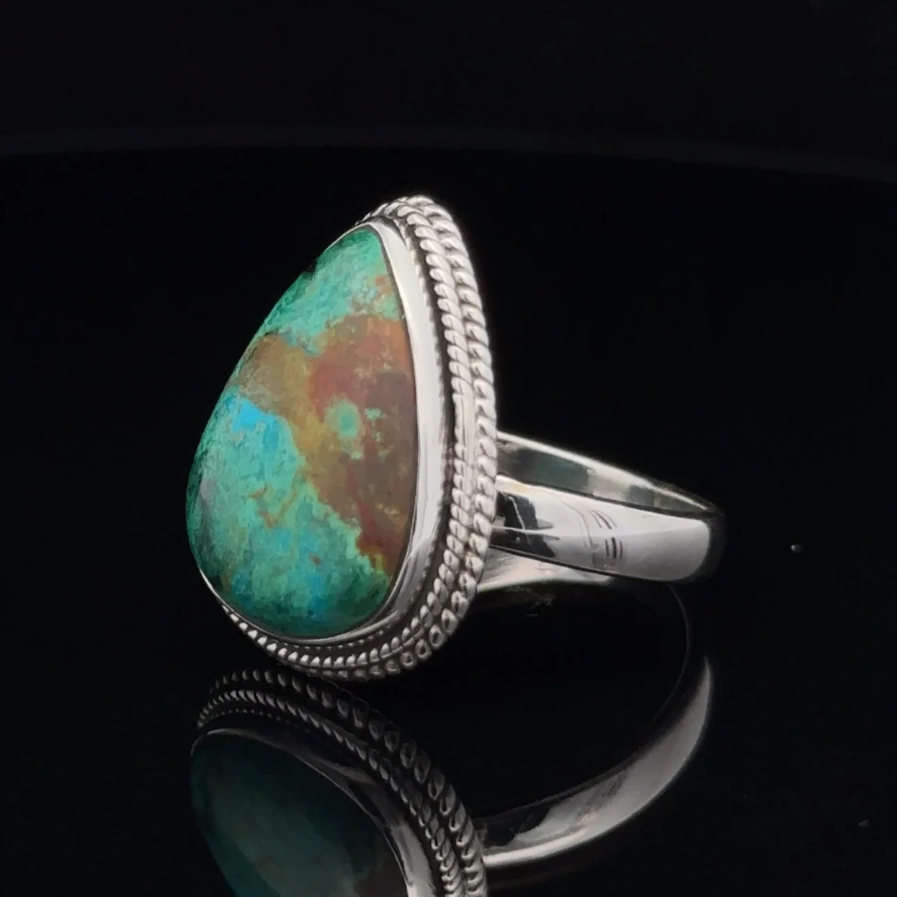 Sterling Silver Chrysocolla Ring Size 11 - Image 3