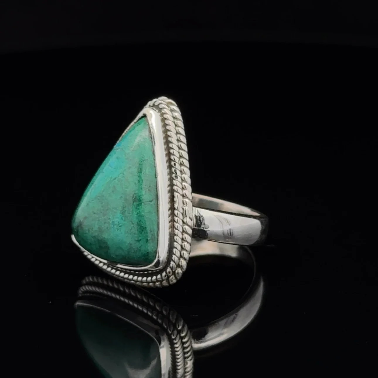 Sterling Silver Chrysocolla Ring Size 5 - Image 3