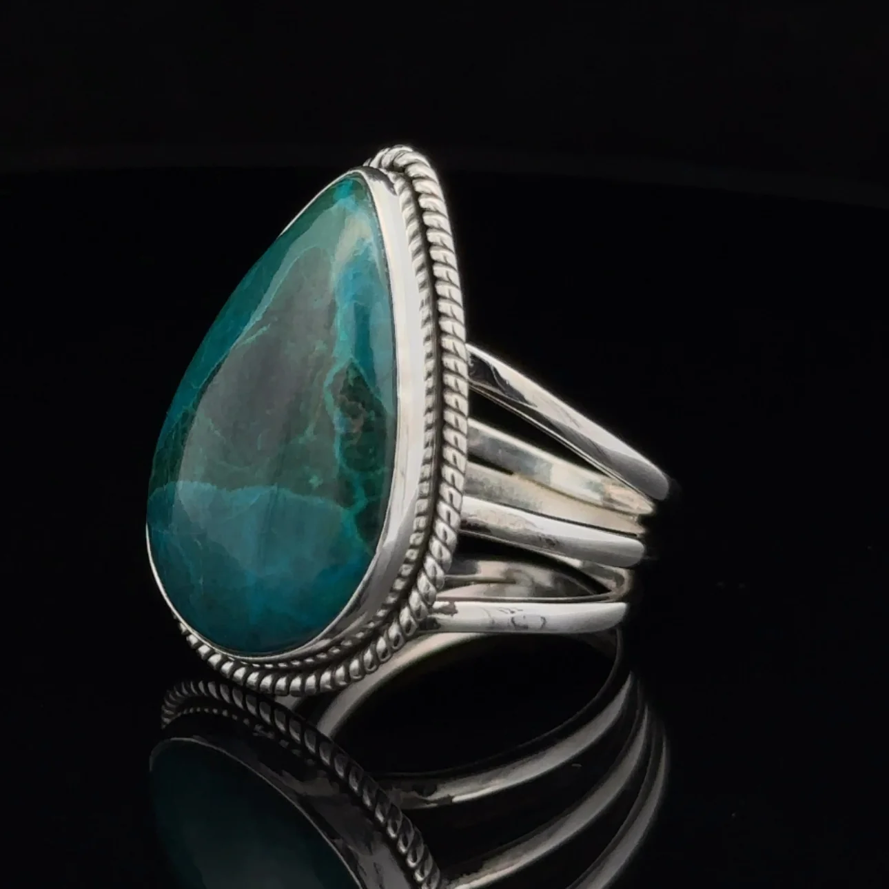 Sterling Silver Chrysocolla Ring Size 9.5 - Image 3