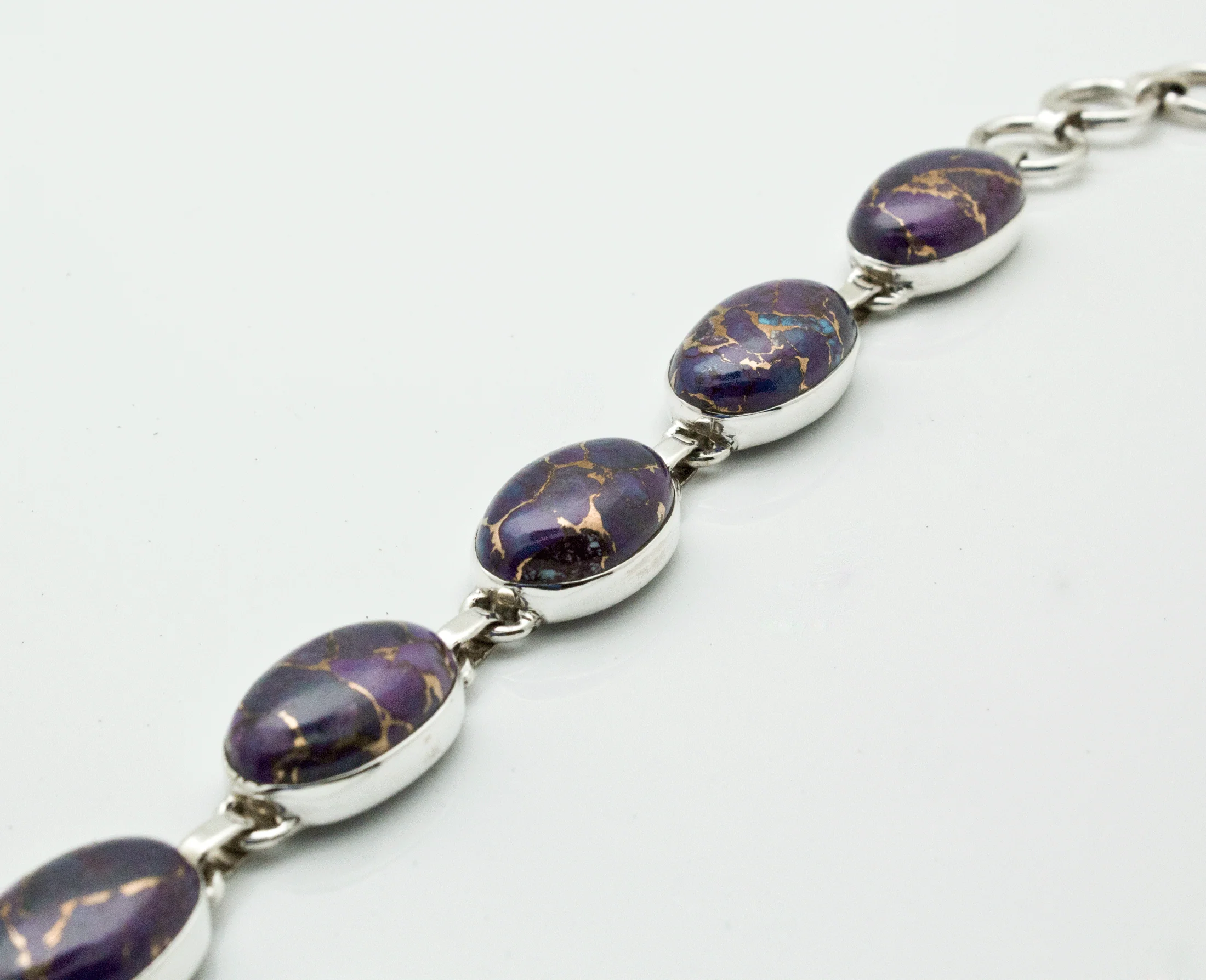 Sterling Silver Copper Purple Turquoise Bracelet - Image 3