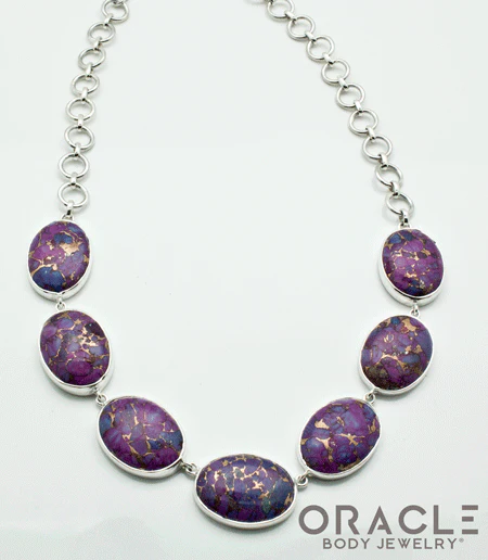 Sterling Silver Copper Purple Turquoise Necklace