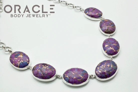 Sterling Silver Copper Purple Turquoise Necklace - Image 3