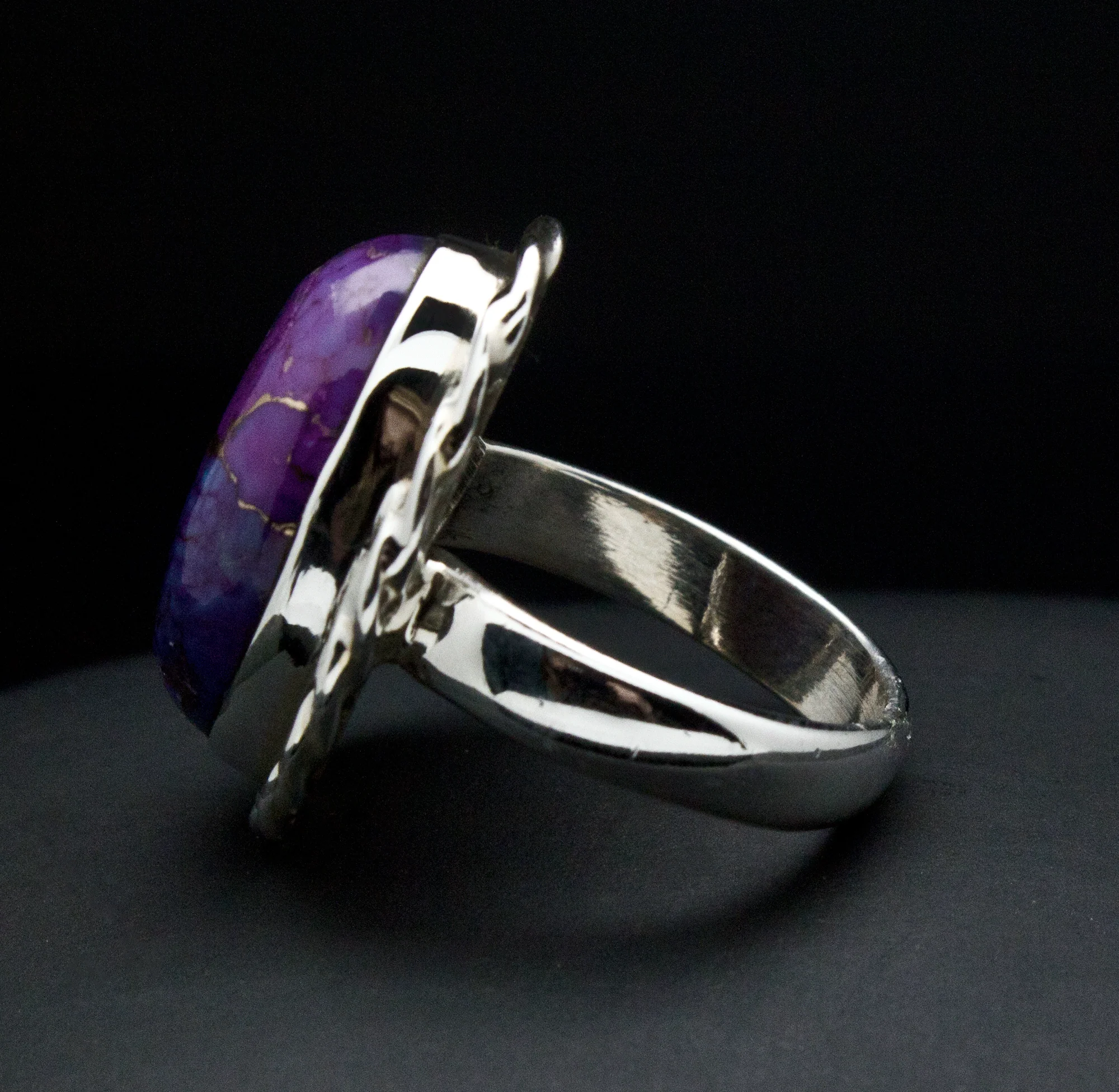 Sterling Silver Copper Purple Turquoise Ring Size 5 - Image 3