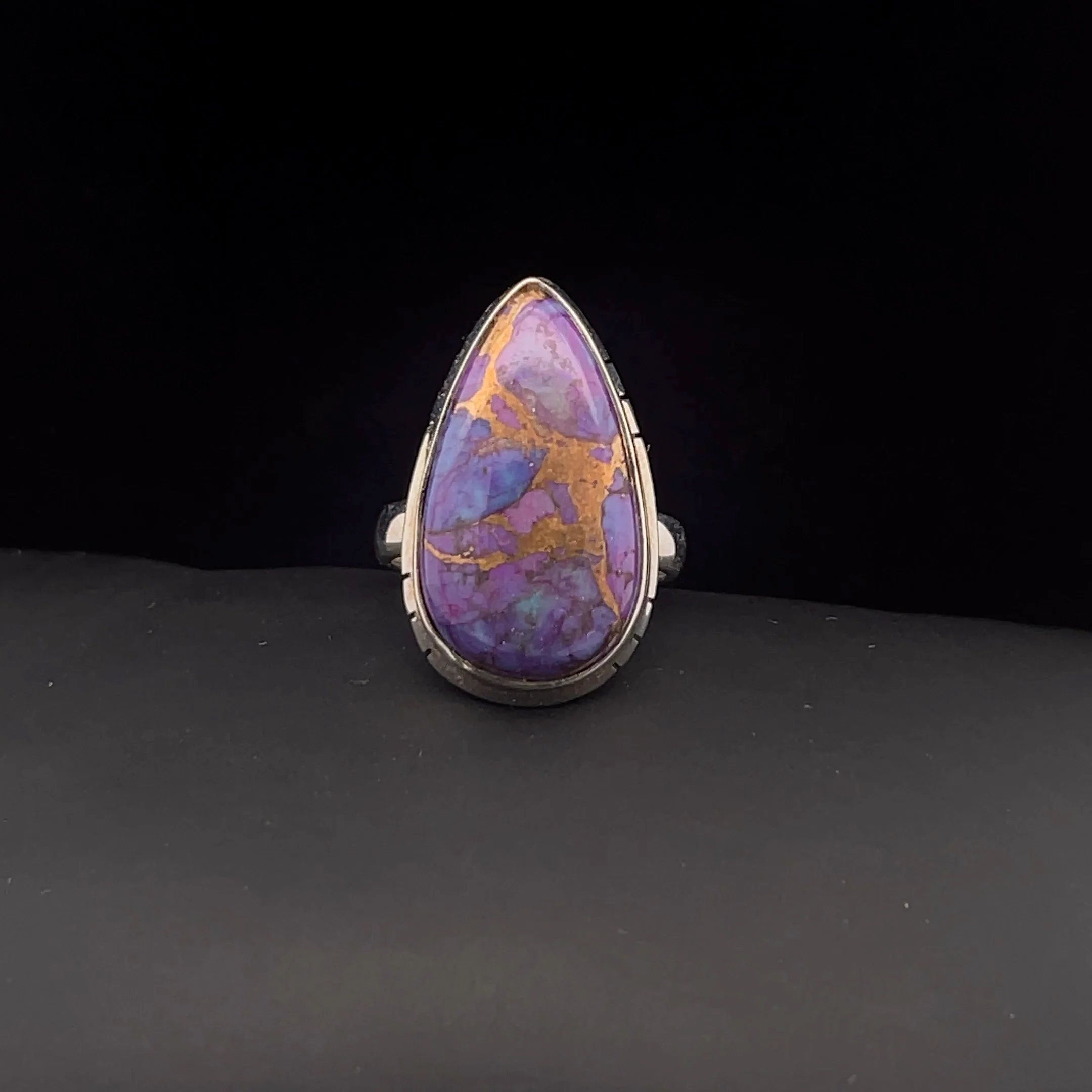 Sterling Silver Copper Purple Turquoise Ring Size 7